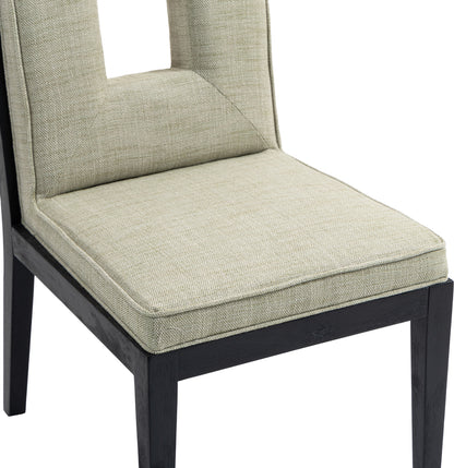 Madrid Green Linen Textured Fabric Dining Side Chair