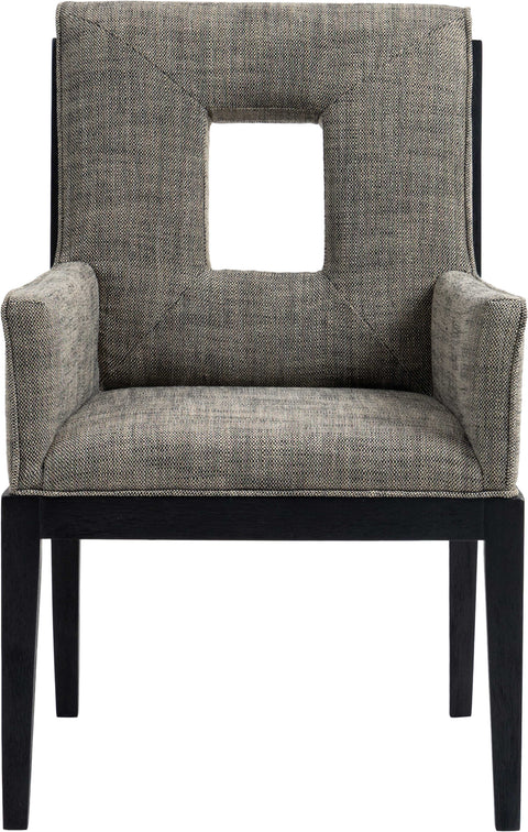 Kellan Grey Linen Textured Fabric Upholstered Dining Arm Chair , 1 Piece (Style 2)