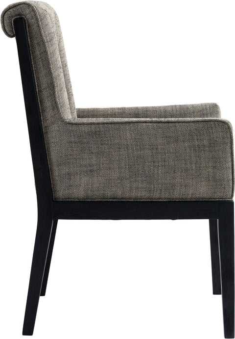 Kellan Grey Linen Textured Fabric Upholstered Dining Arm Chair , 1 Piece (Style 2)