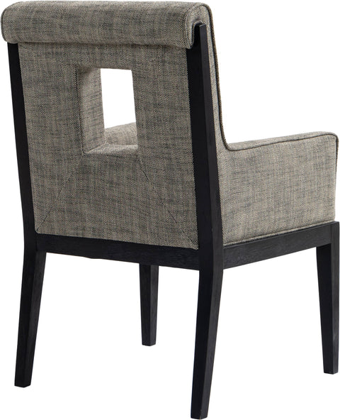 Kellan Grey Linen Textured Fabric Upholstered Dining Arm Chair , 1 Piece (Style 2)