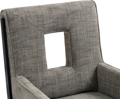 Kellan Grey Linen Textured Fabric Upholstered Dining Arm Chair , 1 Piece (Style 2)