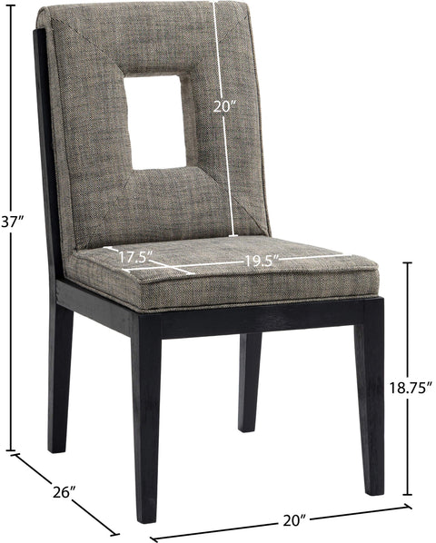 Kellan Grey Linen Textured Fabric Upholstered Dining Side Chair , 2-Piece (Style 2)
