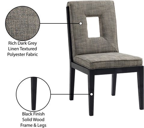 Kellan Grey Linen Textured Fabric Upholstered Dining Side Chair , 2-Piece (Style 2)