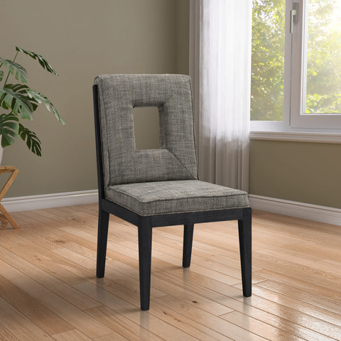 Kellan Grey Linen Textured Fabric Upholstered Dining Side Chair , 2-Piece (Style 2)