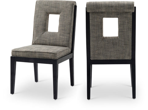Kellan Grey Linen Textured Fabric Upholstered Dining Side Chair , 2-Piece (Style 2)