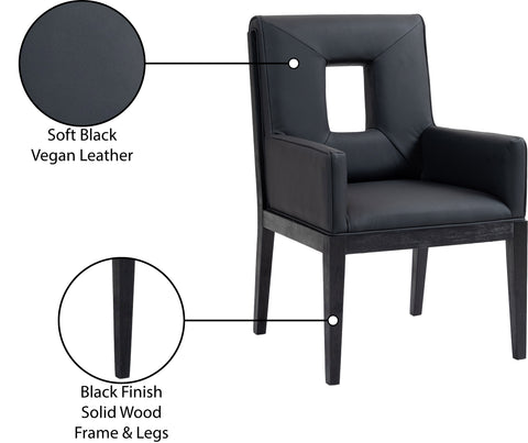 Kellan Black Vegan Leather Upholstered Dining Arm Chair , 1 Piece (Style 2)