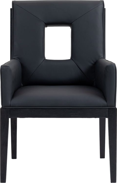 Kellan Black Vegan Leather Upholstered Dining Arm Chair , 1 Piece (Style 2)
