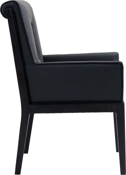 Kellan Black Vegan Leather Upholstered Dining Arm Chair , 1 Piece (Style 2)