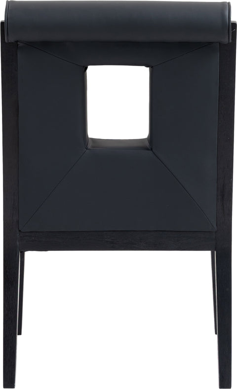 Kellan Black Vegan Leather Upholstered Dining Arm Chair , 1 Piece (Style 2)