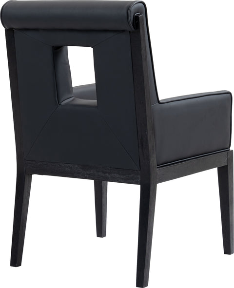 Kellan Black Vegan Leather Upholstered Dining Arm Chair , 1 Piece (Style 2)