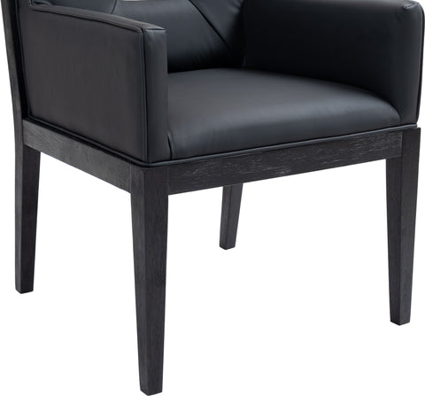 Kellan Black Vegan Leather Upholstered Dining Arm Chair , 1 Piece (Style 2)