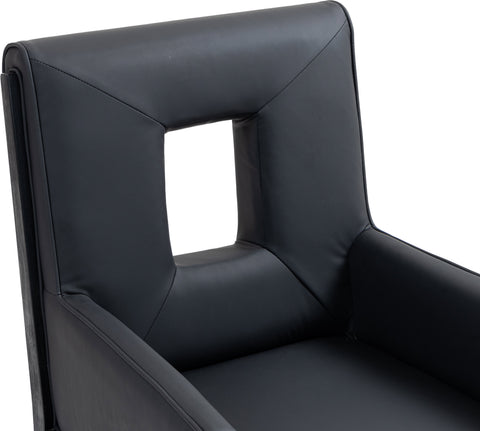 Kellan Black Vegan Leather Upholstered Dining Arm Chair , 1 Piece (Style 2)