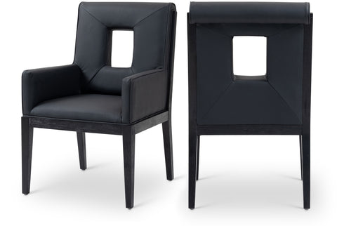 Kellan Black Vegan Leather Upholstered Dining Arm Chair , 1 Piece (Style 2)