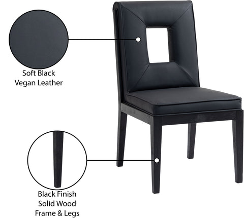 Kellan Black Vegan Leather Upholstered Dining Side Chair , 2-Piece (Style 2)