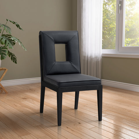 Kellan Black Vegan Leather Upholstered Dining Side Chair , 2-Piece (Style 2)