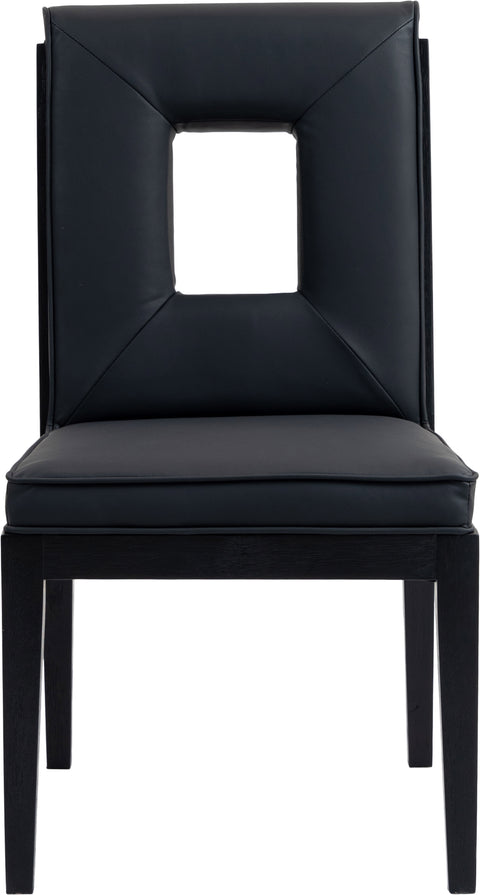 Kellan Black Vegan Leather Upholstered Dining Side Chair , 2-Piece (Style 2)