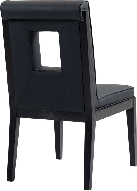 Kellan Black Vegan Leather Upholstered Dining Side Chair , 2-Piece (Style 2)