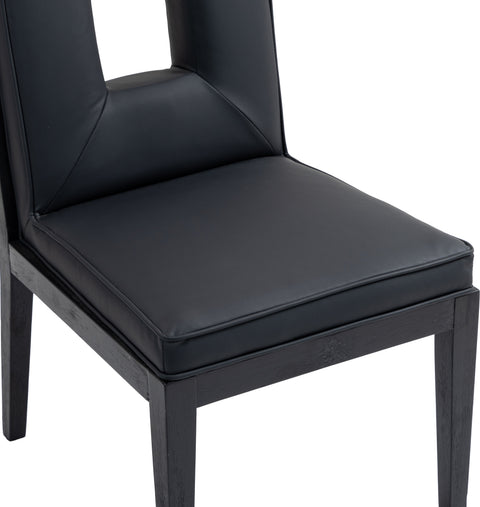 Kellan Black Vegan Leather Upholstered Dining Side Chair , 2-Piece (Style 2)