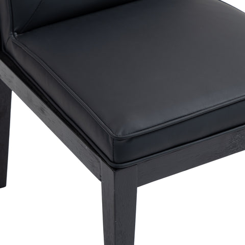 Kellan Black Vegan Leather Upholstered Dining Side Chair , 2-Piece (Style 2)
