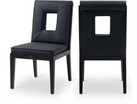 Kellan Black Vegan Leather Upholstered Dining Side Chair , 2-Piece (Style 2)