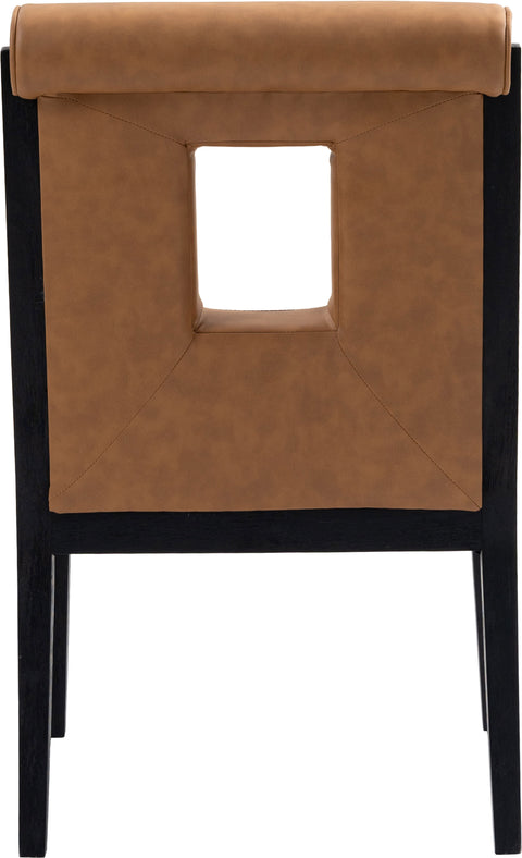 Kellan Cognac Vegan Leather Upholstered Dining Arm Chair , 1 Piece (Style 2)