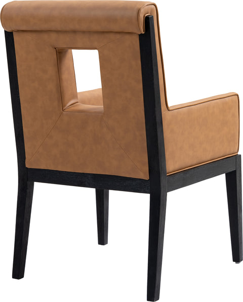 Kellan Cognac Vegan Leather Upholstered Dining Arm Chair , 1 Piece (Style 2)