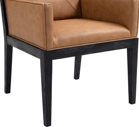 Kellan Cognac Vegan Leather Upholstered Dining Arm Chair , 1 Piece (Style 2)