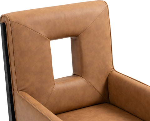 Kellan Cognac Vegan Leather Upholstered Dining Arm Chair , 1 Piece (Style 2)