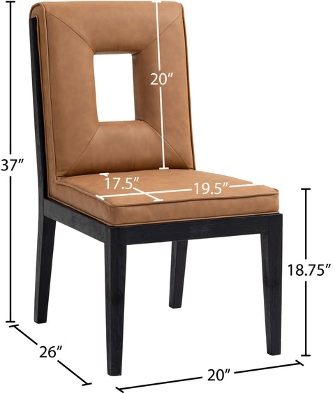 Kellan Cognac Vegan Leather Upholstered Dining Side Chair , 2-Piece (Style 2)