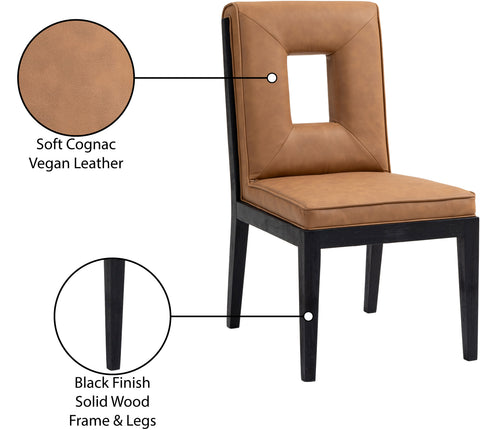 Kellan Cognac Vegan Leather Upholstered Dining Side Chair , 2-Piece (Style 2)