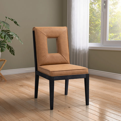 Kellan Cognac Vegan Leather Upholstered Dining Side Chair , 2-Piece (Style 2)