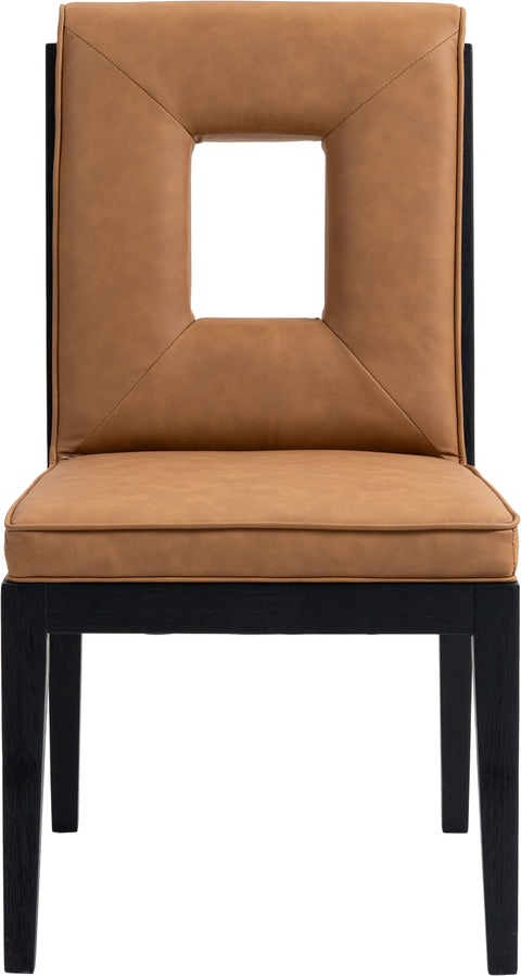 Kellan Cognac Vegan Leather Upholstered Dining Side Chair , 2-Piece (Style 2)