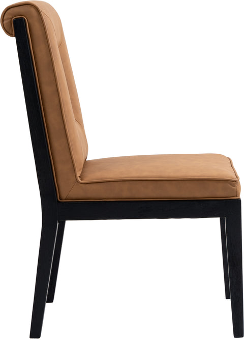 Kellan Cognac Vegan Leather Upholstered Dining Side Chair , 2-Piece (Style 2)