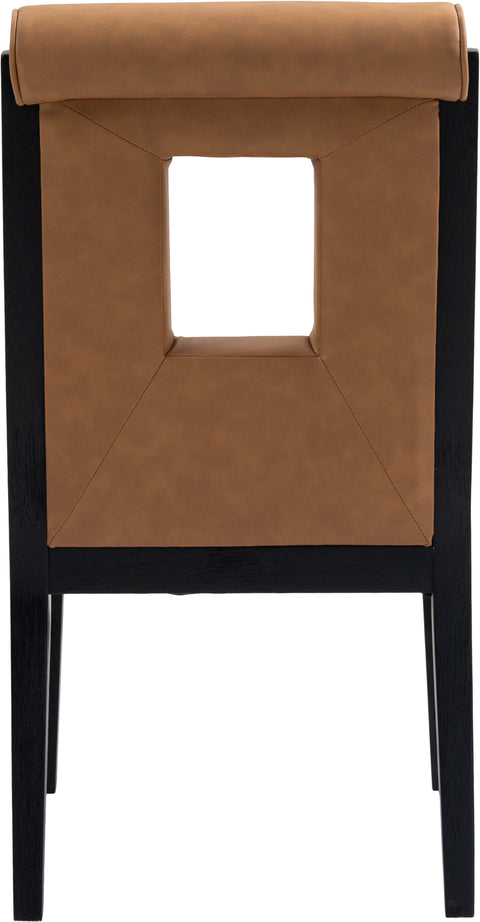 Kellan Cognac Vegan Leather Upholstered Dining Side Chair , 2-Piece (Style 2)