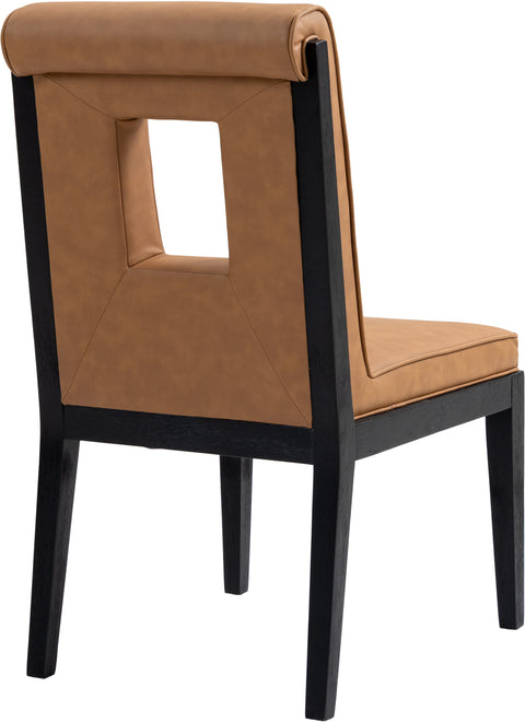 Kellan Cognac Vegan Leather Upholstered Dining Side Chair , 2-Piece (Style 2)