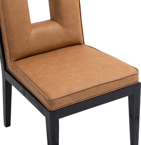 Kellan Cognac Vegan Leather Upholstered Dining Side Chair , 2-Piece (Style 2)