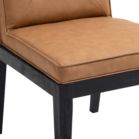 Kellan Cognac Vegan Leather Upholstered Dining Side Chair , 2-Piece (Style 2)