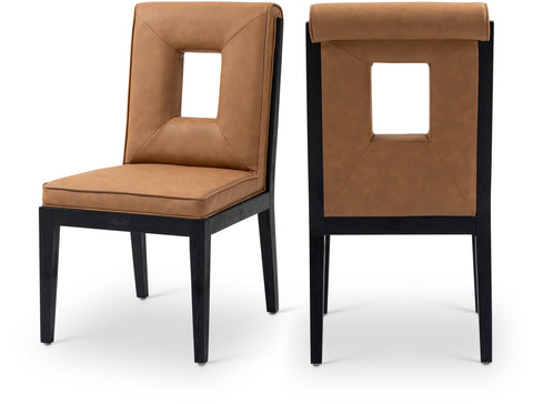 Kellan Cognac Vegan Leather Upholstered Dining Side Chair , 2-Piece (Style 2)