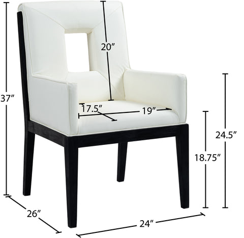 Kellan Cream Vegan Leather Upholstered Dining Arm Chair , 1 Piece (Style 2)