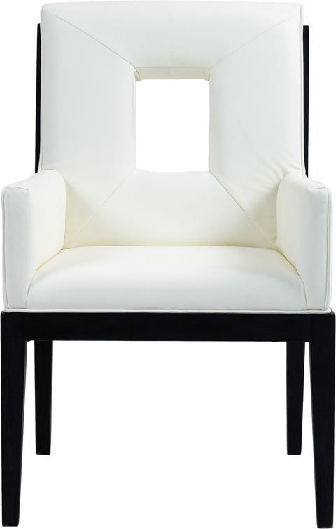 Kellan Cream Vegan Leather Upholstered Dining Arm Chair , 1 Piece (Style 2)