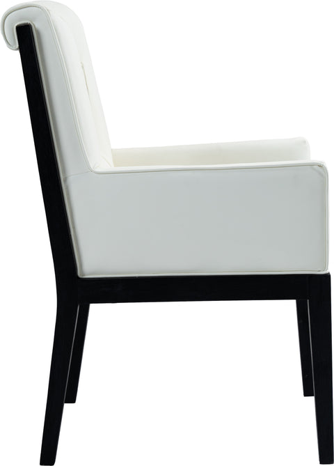 Kellan Cream Vegan Leather Upholstered Dining Arm Chair , 1 Piece (Style 2)
