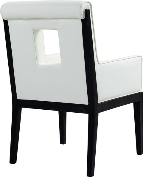 Kellan Cream Vegan Leather Upholstered Dining Arm Chair , 1 Piece (Style 2)