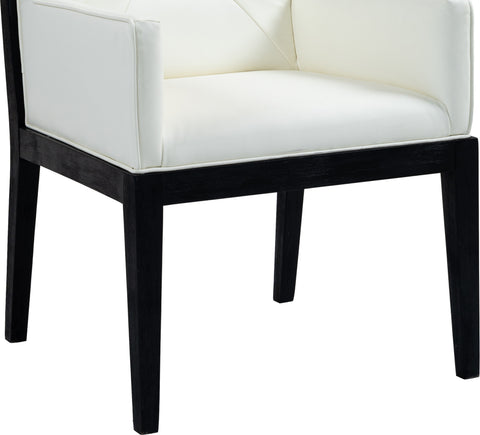 Kellan Cream Vegan Leather Upholstered Dining Arm Chair , 1 Piece (Style 2)