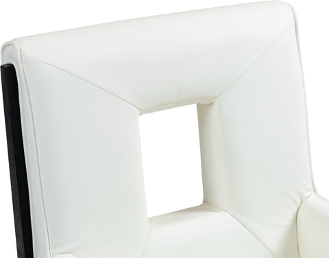 Kellan Cream Vegan Leather Upholstered Dining Arm Chair , 1 Piece (Style 2)