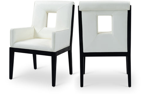 Kellan Cream Vegan Leather Upholstered Dining Arm Chair , 1 Piece (Style 2)