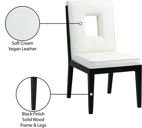 Kellan Cream Vegan Leather Upholstered Dining Side Chair , 2-Piece (Style 2)