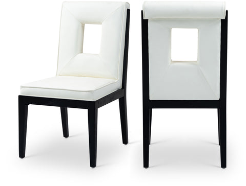 Kellan Cream Vegan Leather Upholstered Dining Side Chair , 2-Piece (Style 2)