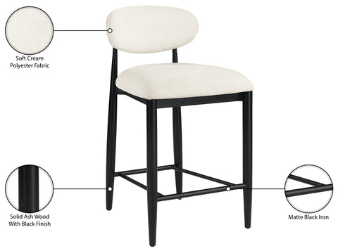 Harlow Beige Performance Fabric Upholstered Stool , 1 Piece (Style 3)