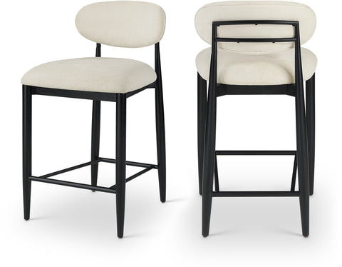 Harlow Beige Performance Fabric Upholstered Stool , 1 Piece (Style 3)