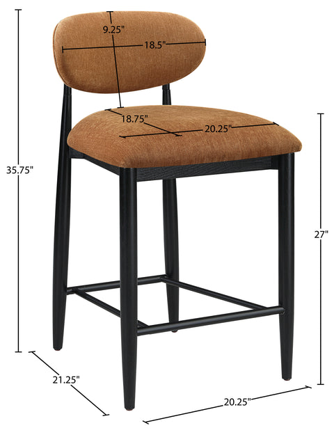 Harlow Cognac Performance Fabric Upholstered Stool , 1 Piece (Style 3)